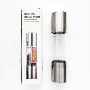 2 in 1 Stainless Steel Acrylic Salt Pepper Grinder Mill Adjustable Grain Size